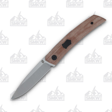 Jared Oeser F22 KickStop Folding Knife Black M390 Brown Micarta