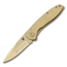 Smith & Wesson Brushed Gold Executive Framelock Folding Knife SWCK110GL
