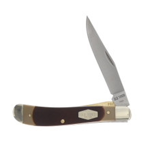 Old Timer Single Blade Trapper Folding Knife Brown Sawcut Gunstock SCT194