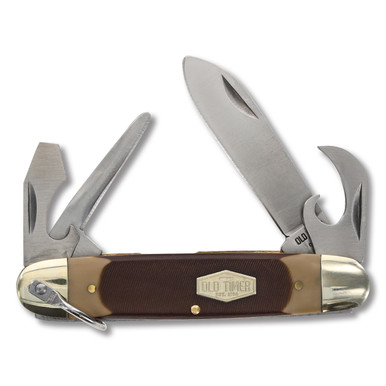 Schrade Old Timer Brown Sawcut Scout SCT23OT - Smoky Mountain