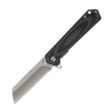 Schrade Lateral Folding Knife Tan - Black 3.25in Plain Satin Cleaver 1159291