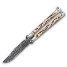 Benchmade 99 Necron Balisong 4.5in Plain Jade G 10 Gold TiCN