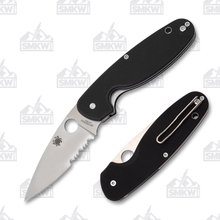 Spyderco Emphasis Folding Knife Black G10 3.58in Satin Partially Serrated Blade SPC245GPS