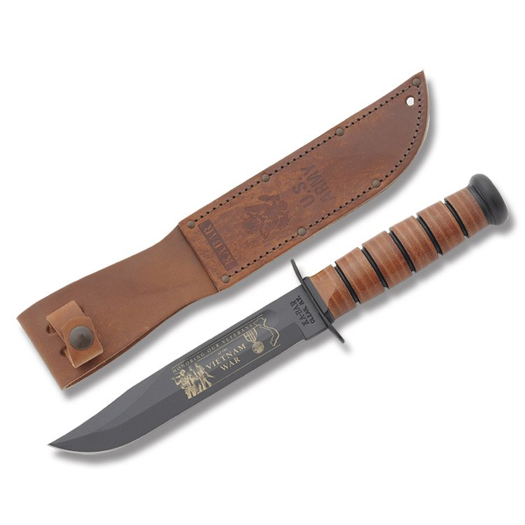 KA-BAR Vietnam Memorial Knife Fixed Blade Leather 7in Plain Blade
