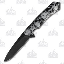 Case XX Kinzua Folding Knife S35VN Spear Point Black Anodized Aluminum Skull Handle Artwork CA64645