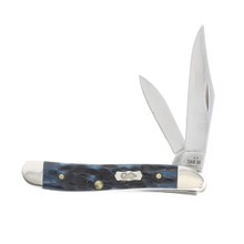 Case Pocket Worn Mediterranean Blue Peach Seed Jigged Bone Peanut Pocket Knife CA51858
