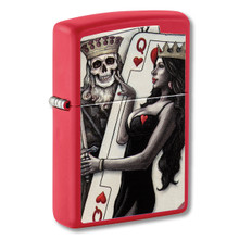 Zippo Lighter Skull King and Queen Beauty Red Matte ZP48624