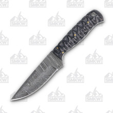 Damascus Black Grooved Hunter Fixed Blade Knife