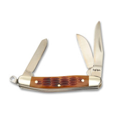 Rough Ryder Amber Jigged Bone Miniature Stockman Folding Knife