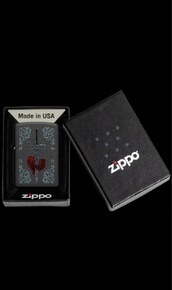 Zippo Heart Dagger Tattoo Black Crackle Lighter ZP48617