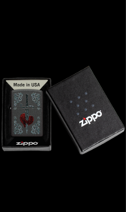Zippo Heart Dagger Tattoo Black Crackle Lighter ZP48617