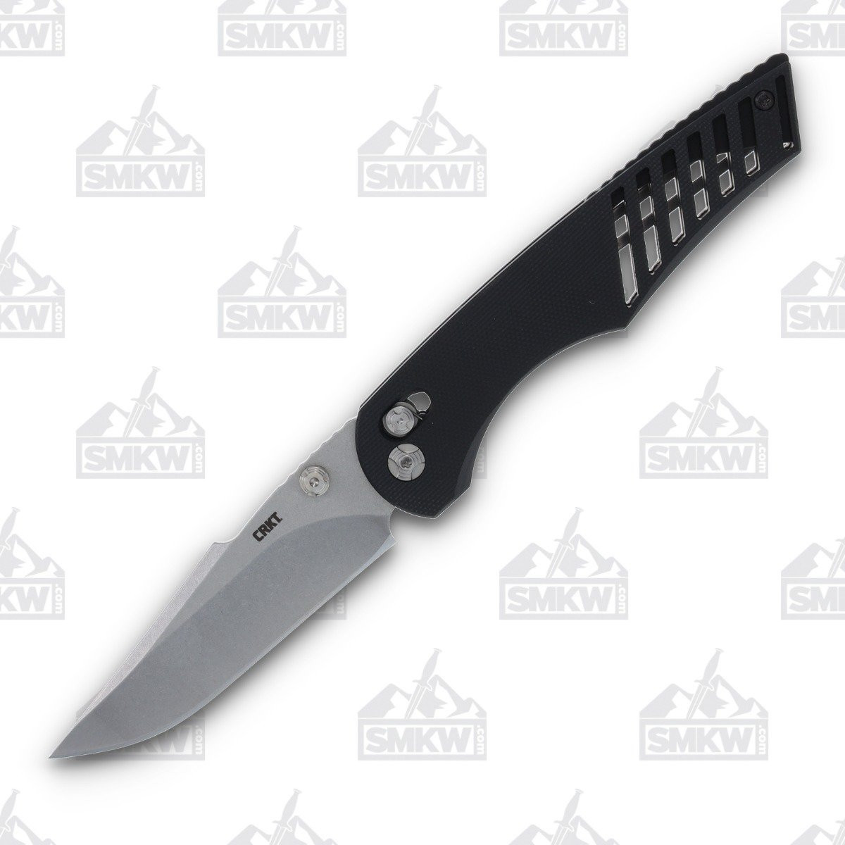 CRKT Definitive Folding Knife 3.7 Inch Plain Stonewash Harpoon Blade Open