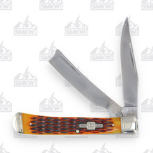 Rough Ryder Brown Jigged Bone Razor Trapper Folding Knife