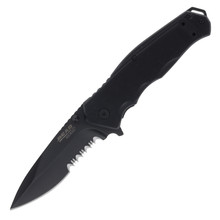 Bear &amp; Son 4.5&quot; Sideliner Folding Knife Serrated Black G-10