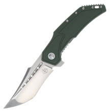 Begg Knives Astio Folding Knife OD Green 3.5in D2 Satin Recurve Tanto BG007