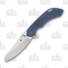 Olamic Wayfarer 247 Folding Knife 104M Mouflon (Blue Faux Bolsters/Craters  Matte Bronze)