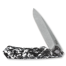 Case Kinzua Framelock Folding Knife (2023 Blade Show Edition, Black and White Marbled Carbon Fiber) CA64802