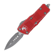 Microtech Mini Troodon Out-The-Front Automatic Knife (D/E Apocalyptic | Distressed Red)