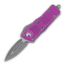 Microtech Mini Troodon Out-The-Front Automatic Knife (D/E Stonewash | Distressed Violet)