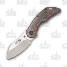 Olamic Busker Largo Framelock Folding Knife 019-L (Satin Magnacut  Copper Camo FatCarbon/Antique Entropic)