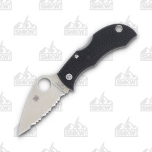 Spyderco Manbug Folding Knife Black Lightweight Leaf Serrated SPMBKLFS