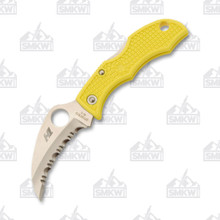 Spyderco Ladybug 3 Salt Serrated Hawkbill Folding Knife Yellow FRN SPLYLS3HB
