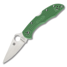 Spyderco Delica 4 Folding Knife Green 2.9 Inch Plain Satin Clip Point SPC11FPGR