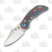 Olamic Busker Semper Framelock Folding Knife 014-S (Satin Magnacut  Nebula FatCarbon/Jeweled Titanium)