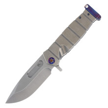 Medford USMC Fighter Flipper Framelock Folding Knife (Tumbled S45VN, Tumbled Handles, Flamed Hardware)