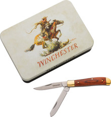 Winchester Wood Cowboy Trapper Folding Knife with Gift Tin 6220090W