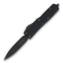 Microtech UTX-85 Out-The-Front Automatic Knife (D/E Damascus DLC | Black)