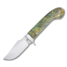 Komoran Green Burlwood Drop Point Fixed Blade Knife KO025
