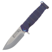 Medford USMC Fighter Flipper Framelock Folding Knife (Tumbled S45VN  Violet Handles  Flamed Hardware)