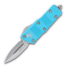 Microtech Mini Troodon Out-The-Front Automatic Knife (F/S Stonewash D/E | Turquoise)