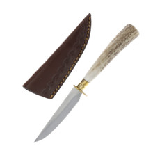 SZCO Supplies Stag Tip Hunter Fixed Blade 3.75in Drop Point Knife SS7018