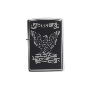 Zippo Second Amendment High Polish Chrome Lighter ZP28290 - Smoky