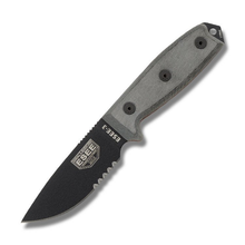 ESEE 3S Fixed Blade Knife Black Partially Serrated Coyote Brown Sheath