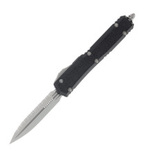 Microtech Makora Signature Series Out-the-Front Automatic Knife (Serrated Stonewash D/E | Black Traction)AUMT20612S