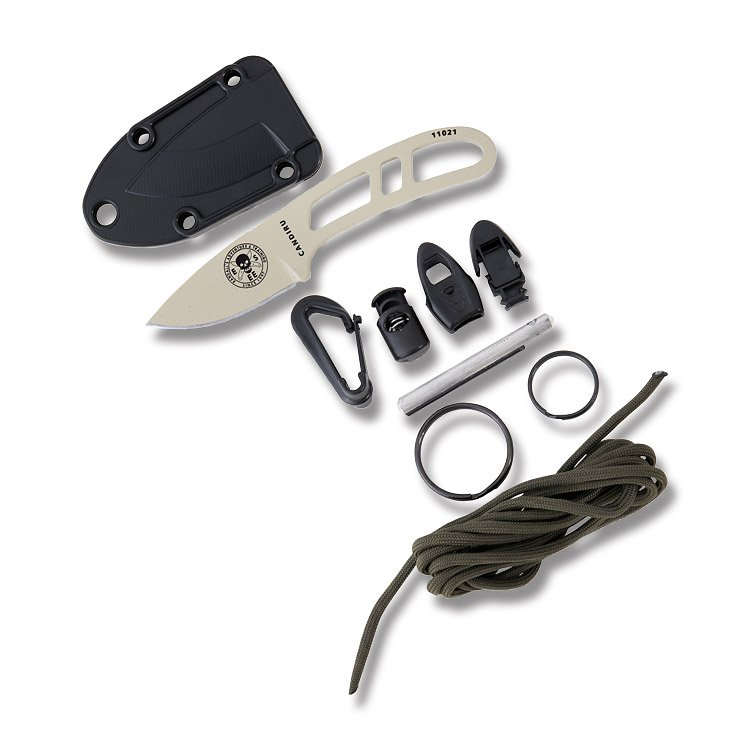 ESEE Candiru Fixed Blade Knife Survival Kit 2in Plain Edge Desert Tan