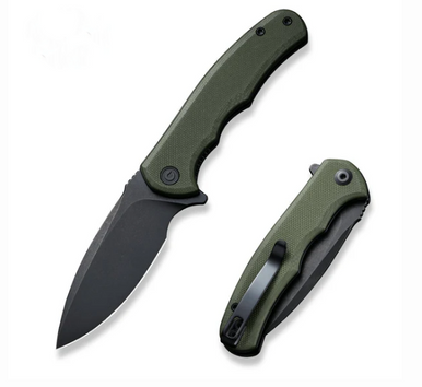CIVIVI Mini Praxis Green 2.98 Inch Plain Black Stonewash Drop Point