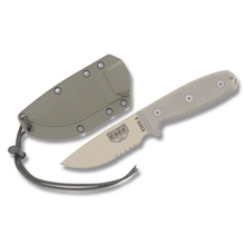 ESEE-3PM-MB-DT Desert Tan Blade Modified Pommel OD Green Sheath MOLLE Back