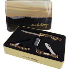 Uncle Henry 3 Piece Staglon Fixed/Folder with Shot Glass Gift Set