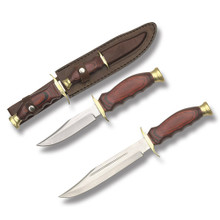 SZCO Supplies Hunting Knife Combo – 2 Fixed Blades with Wood Handles 203192