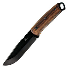 Carbon Steel Blued-Blade Bushcraft Knife Walnut Handle with Leather Sheath BSH4 BSH4