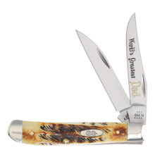 Case 6.5 BoneStag World's Greatest Dad Mini Trapper Folding Knife