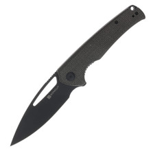 SENCUT Mims Dark Green 3.48 Inch Plain Black Stonewash Drop Point S21013-3