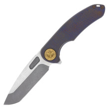 Curtiss Custom Knives F3 Large Framelock Folding Knife (Magnacut Spanto  Two-Tone Blue/Bronze)