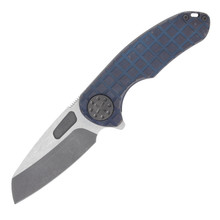 Curtiss Custom Knives F3 Medium Framelock Folding Knife (Magnacut Wharny  Frag Patterned Two-Tone Blue)