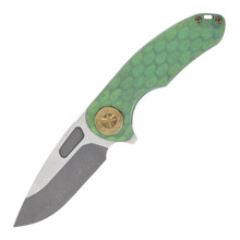 Curtiss Custom Knives F3 Medium Framelock Flipper Folding Knife (Magnacut Slicer  Textured Antique Green)