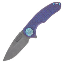 Curtiss Custom Knives F3 Flipper Framelock Folding Knife (Medium Slicer  Purple/Blue)